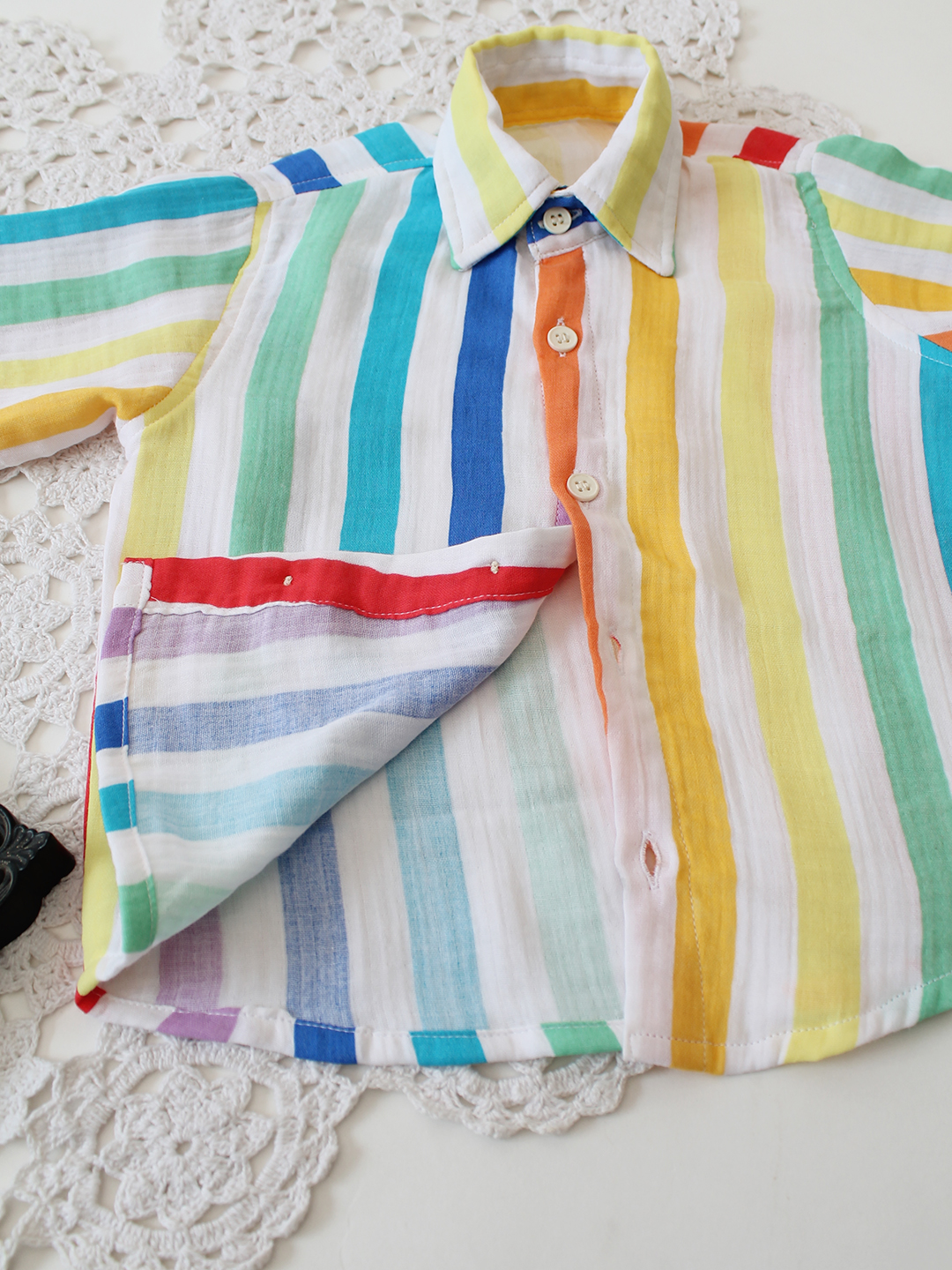 Qvink Cotton Half Sleeves Striped Coordinated Set - Multicolor