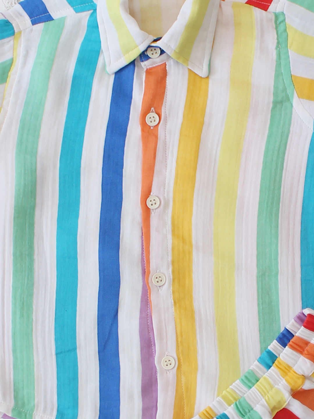 Qvink Cotton Half Sleeves Striped Coordinated Set - Multicolor