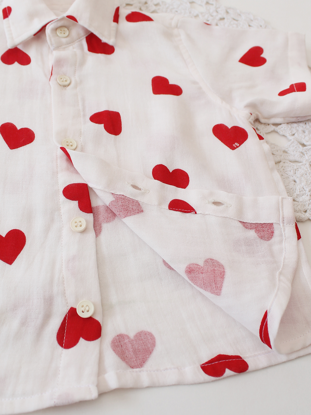 Qvink Cotton Half Sleeves Heart Printed  Coordinated Set - White
