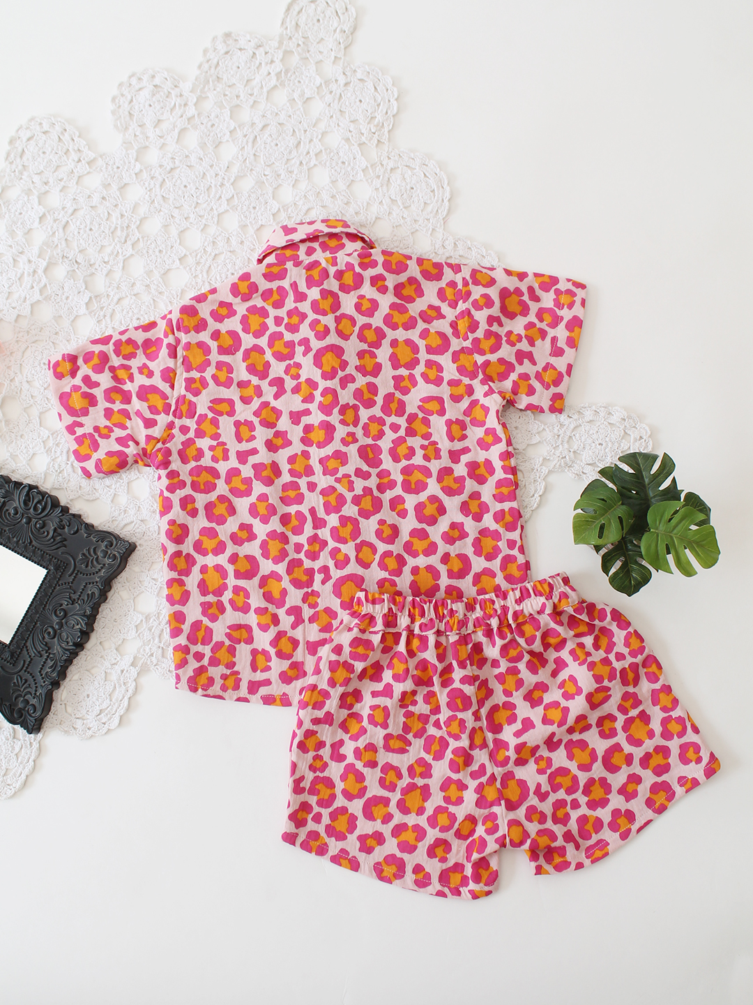 Qvink Cotton Half Sleeves Printed Coordinated Set - Pink