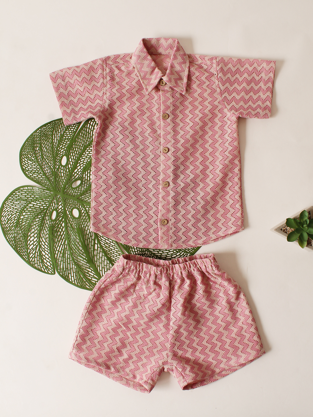 Qvink Cotton Half Sleeves Co-ord Set - Pink