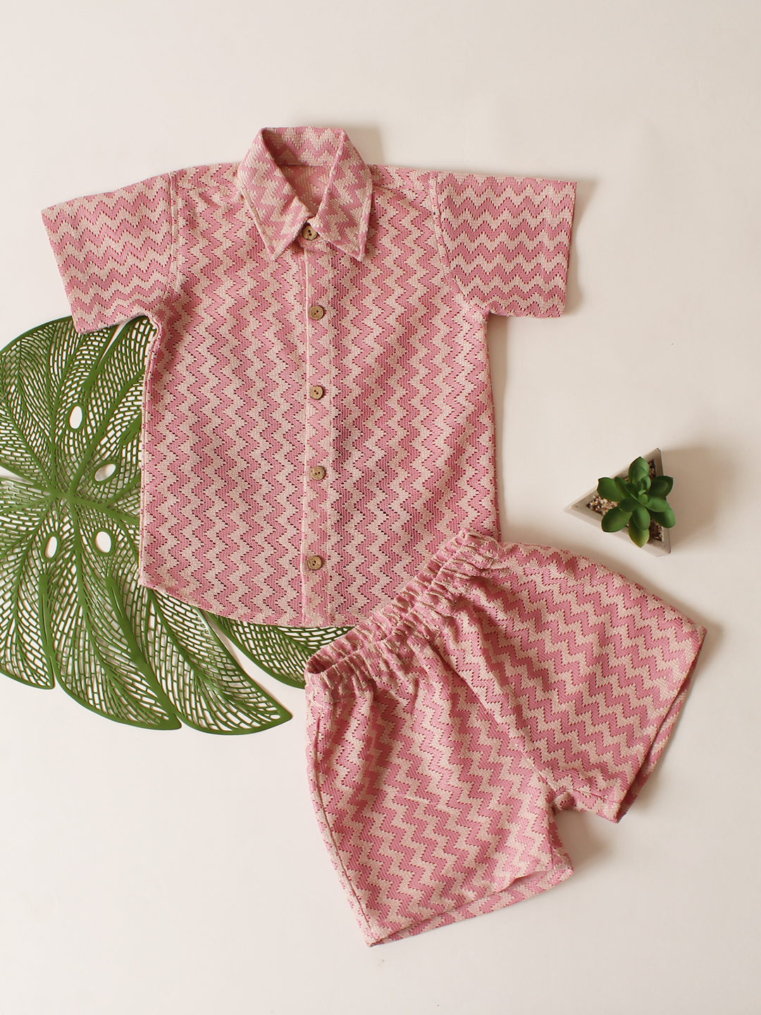 Qvink Cotton Half Sleeves Co-ord Set - Pink