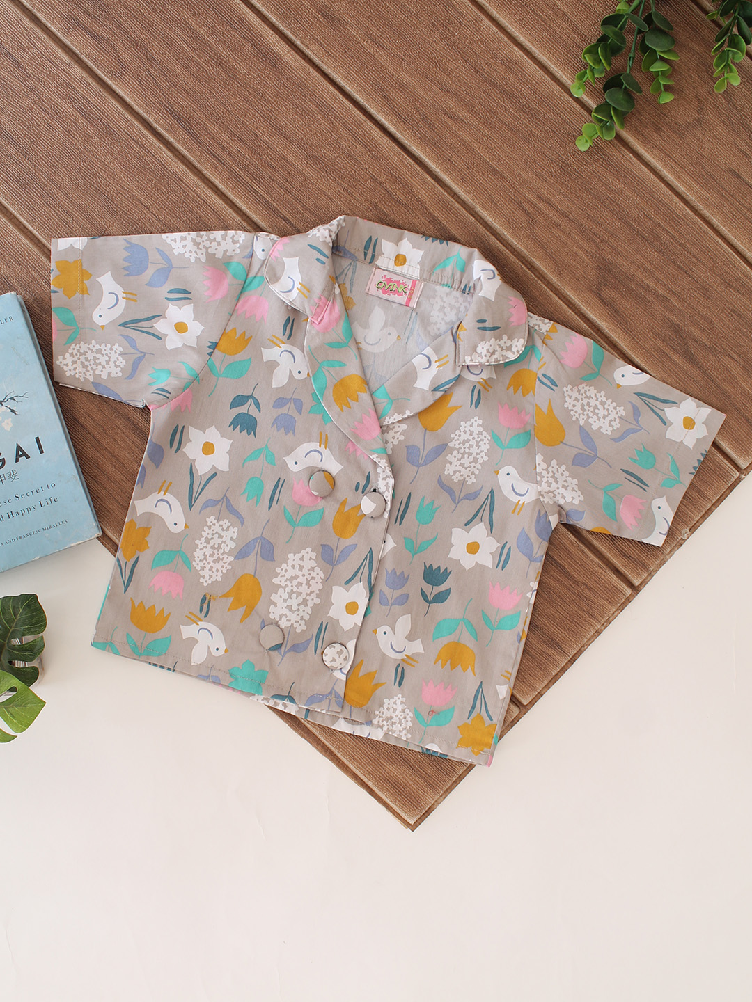 Qvink Cotton Printed Co-Ord Set - Grey