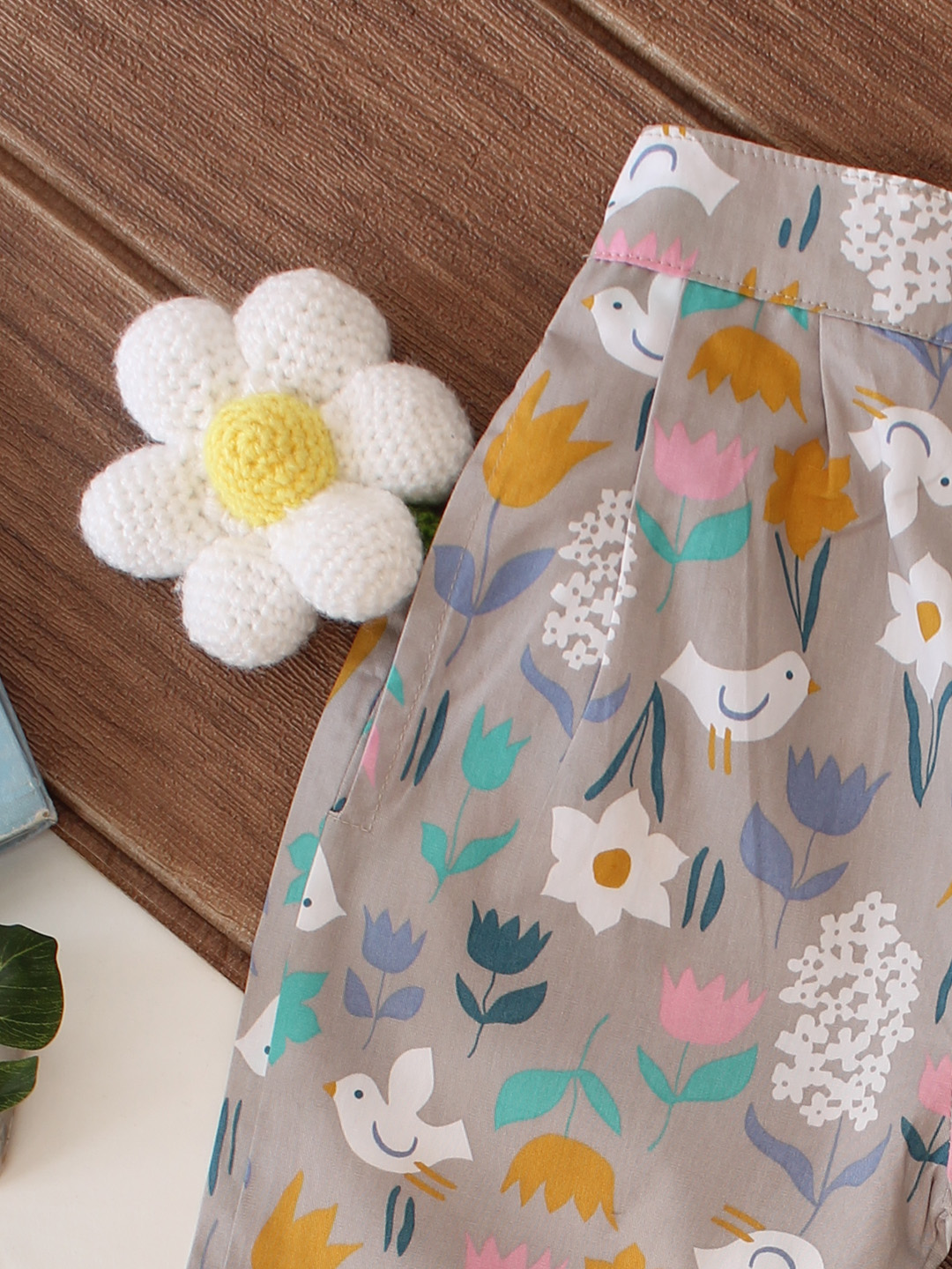 Qvink Cotton Printed Co-Ord Set - Grey