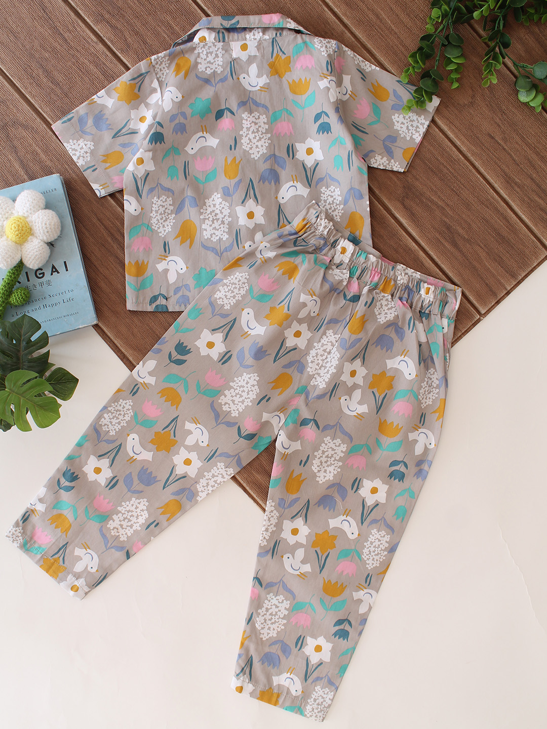 Qvink Cotton Printed Co-Ord Set - Grey