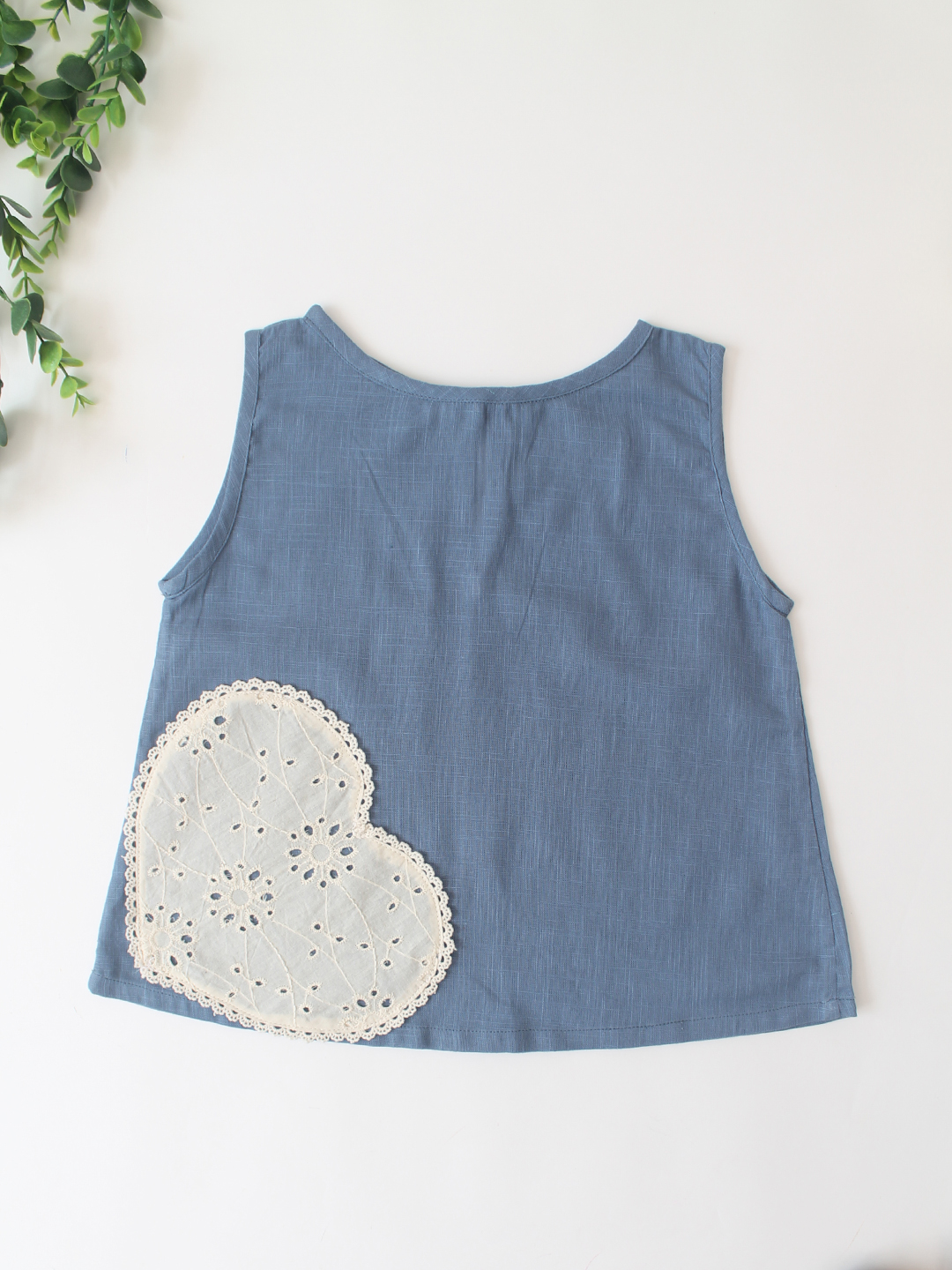 Qvink Cotton Heart Applique Co-Ord Set - Blue