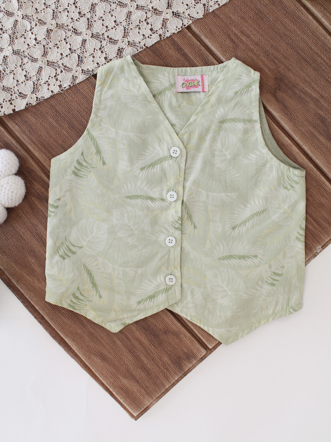 Qvink Cotton Printed Co-Ord Set - Green