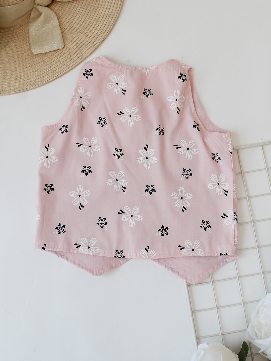 Qvink Cotton Floral Printed Co-Ord Set - Pink