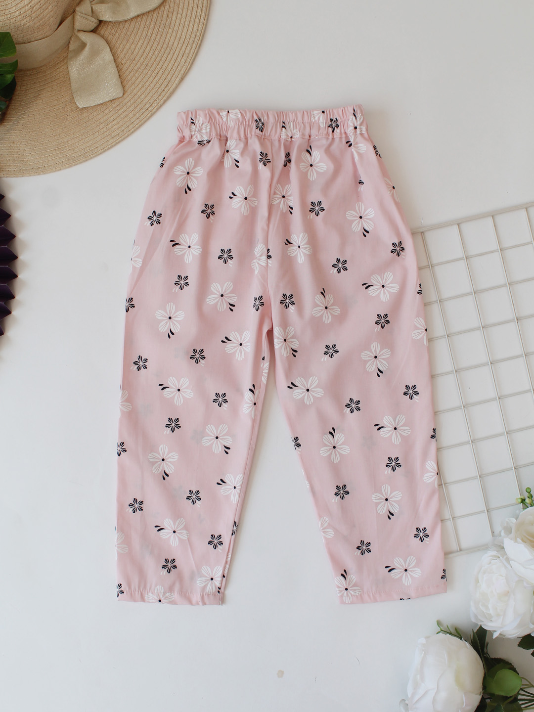 Qvink Cotton Floral Printed Co-Ord Set - Pink
