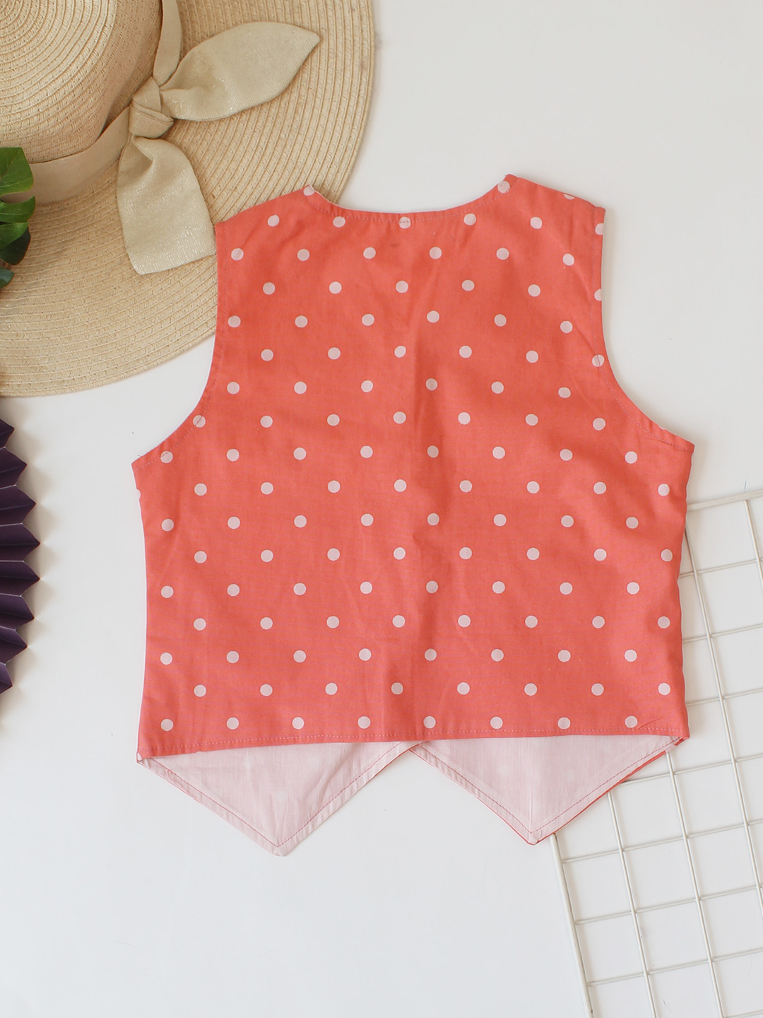 Qvink Cotton Polka Print Co-Ord Set - Orange
