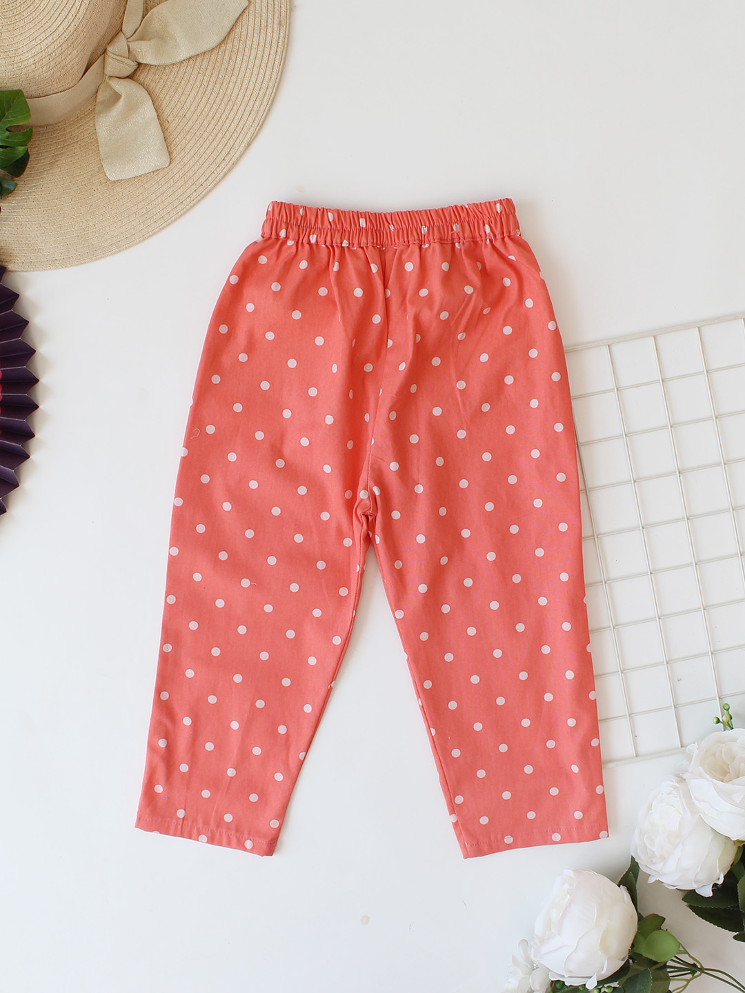 Qvink Cotton Polka Print Co-Ord Set - Orange