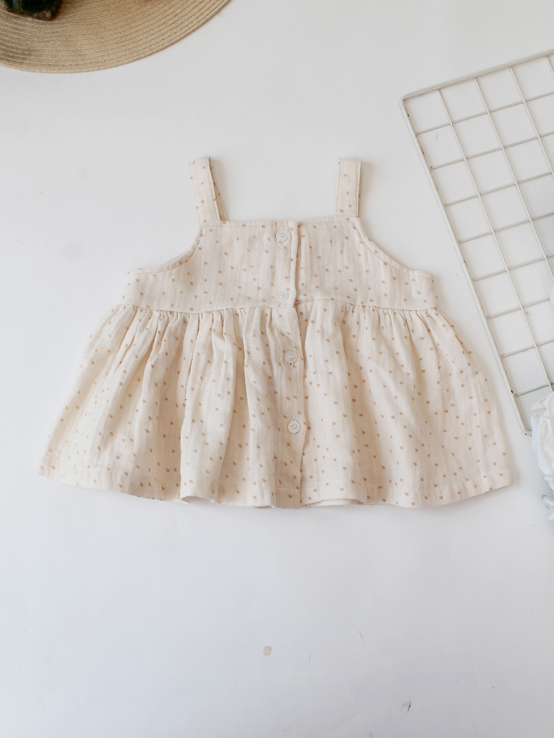 2-Piece Cotton Printed Co-Ord Set - Cream