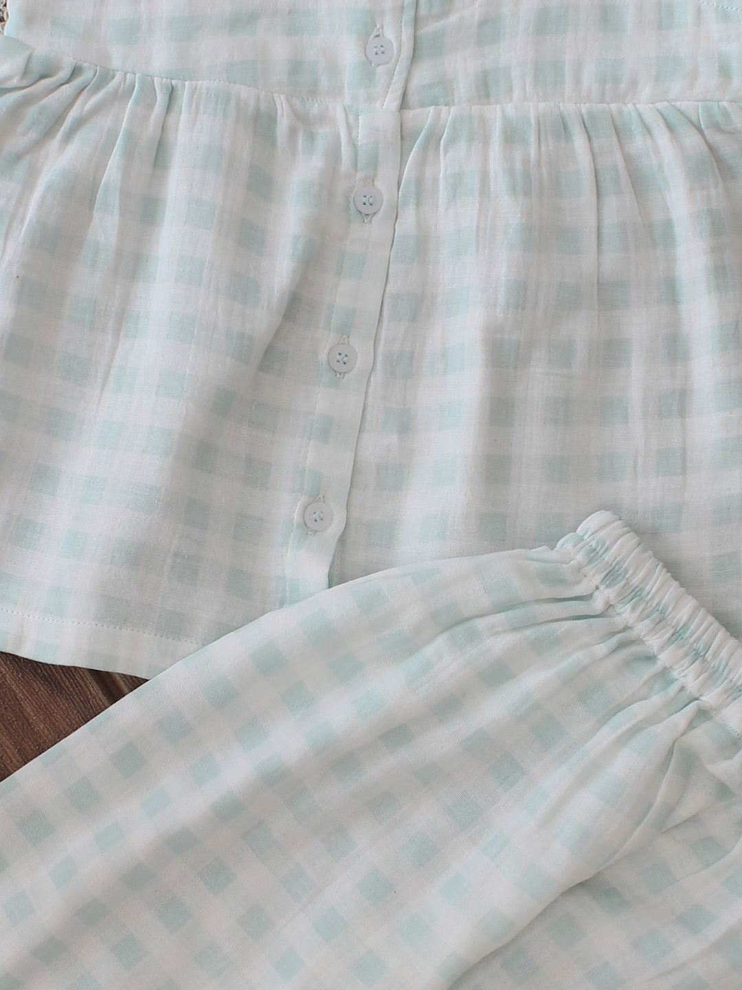 Qvink Cotton Checkered Co-Ord Set - Green