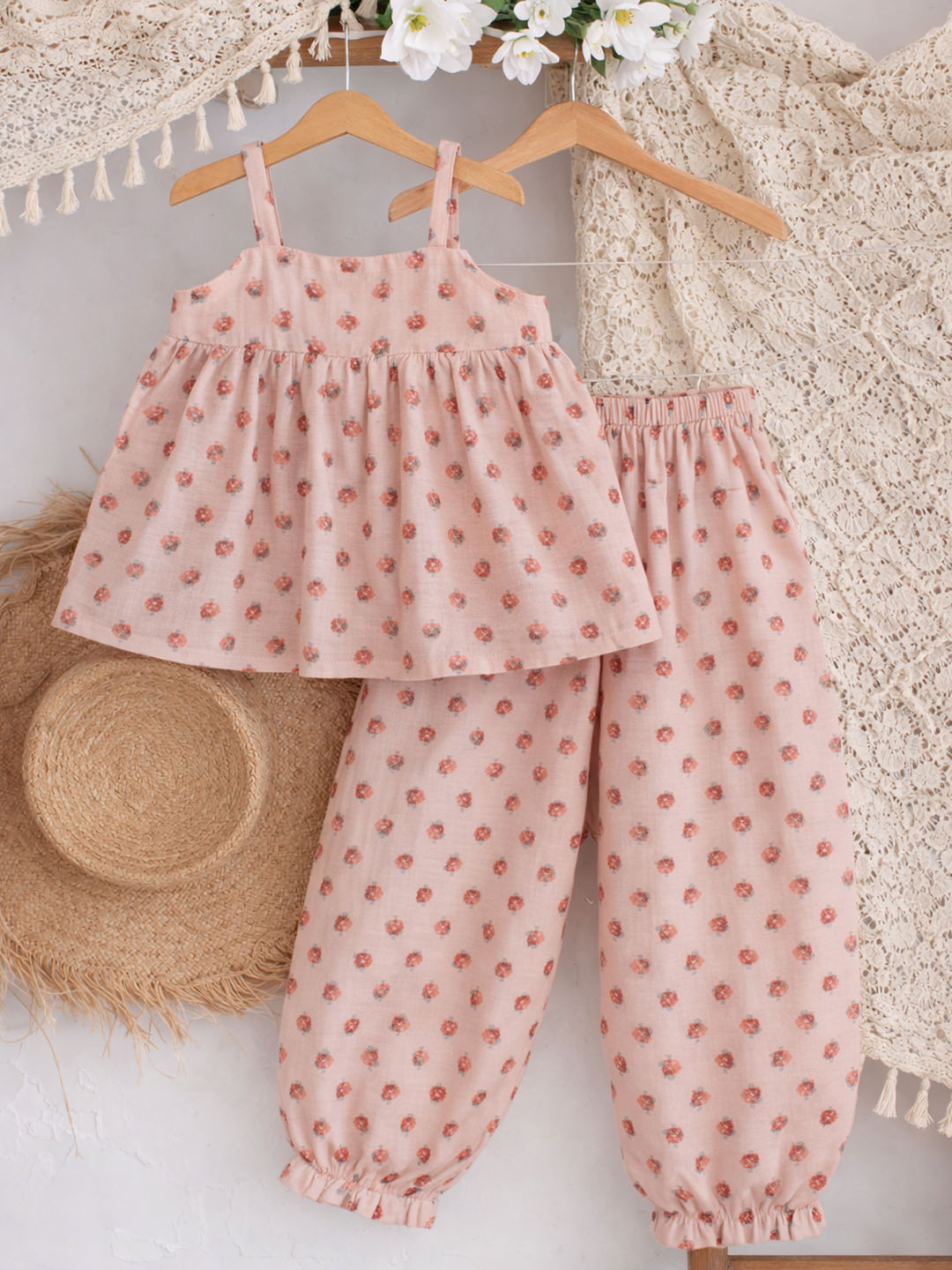 Floral Printed Coord Set - Beige