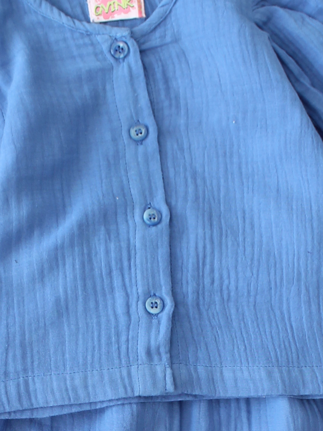 Qvink Puff Sleeves Coordinating Top & Pant Set - Blue