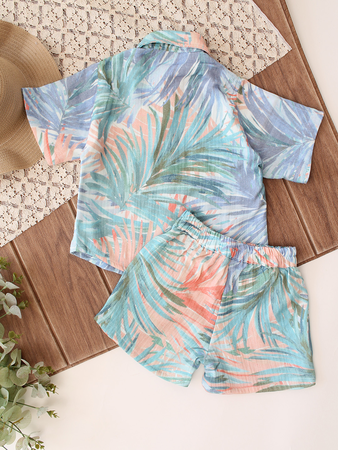 Qvink Half Sleeves Printed Coordinating Shirt & Shorts Set - Multicolor