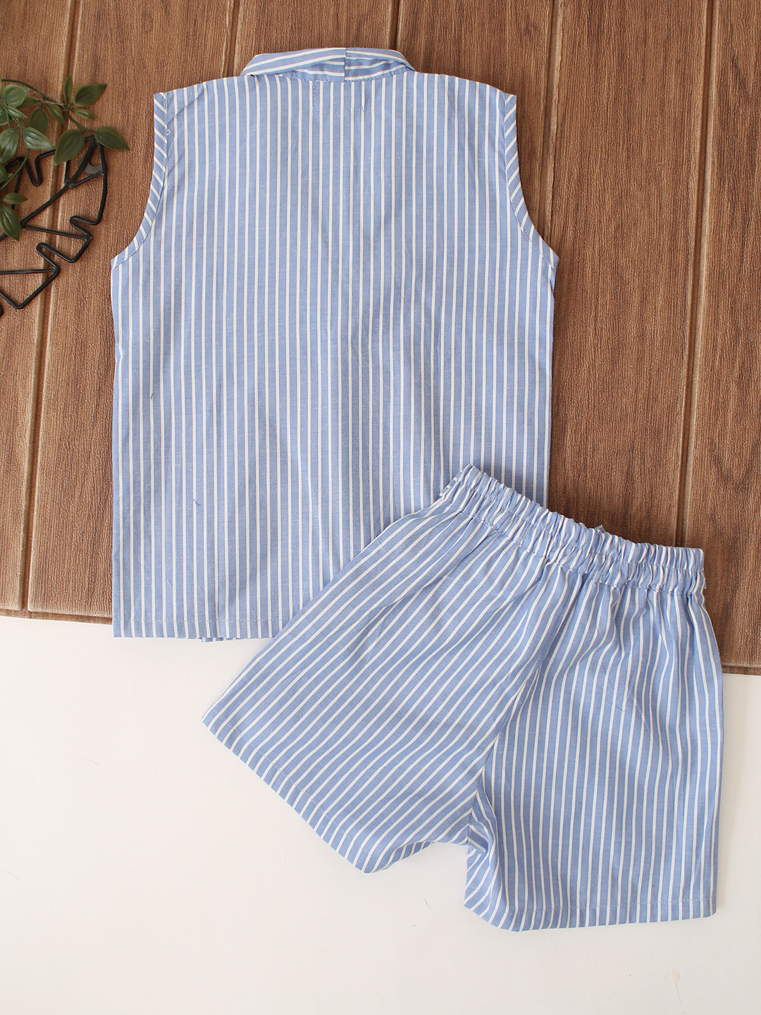Qvink Striped Coordinating 3 Piece Set - Sky Blue