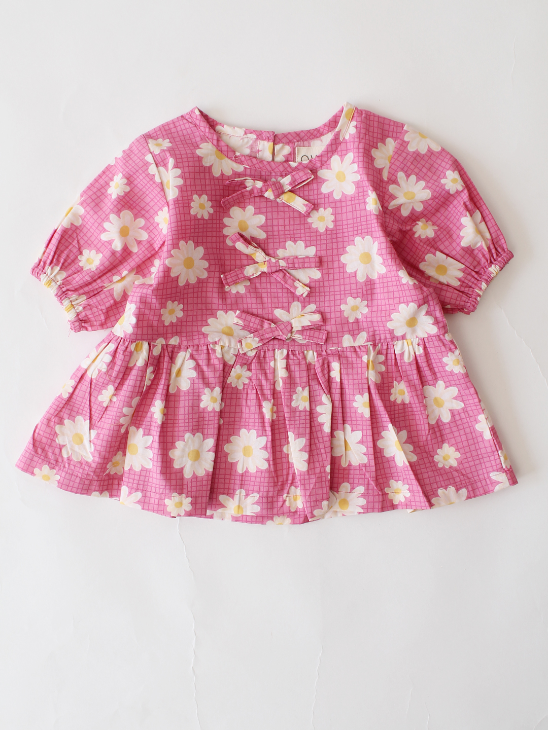 Daisy Floral Print Bow Detailed Coordinating Top & Pant Set - Pink