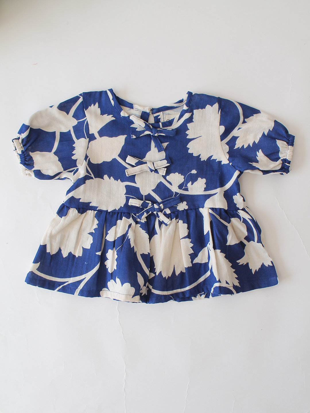 Qvink Half Sleeves Floral Printed Coordinating Top & Pant Set - Blue