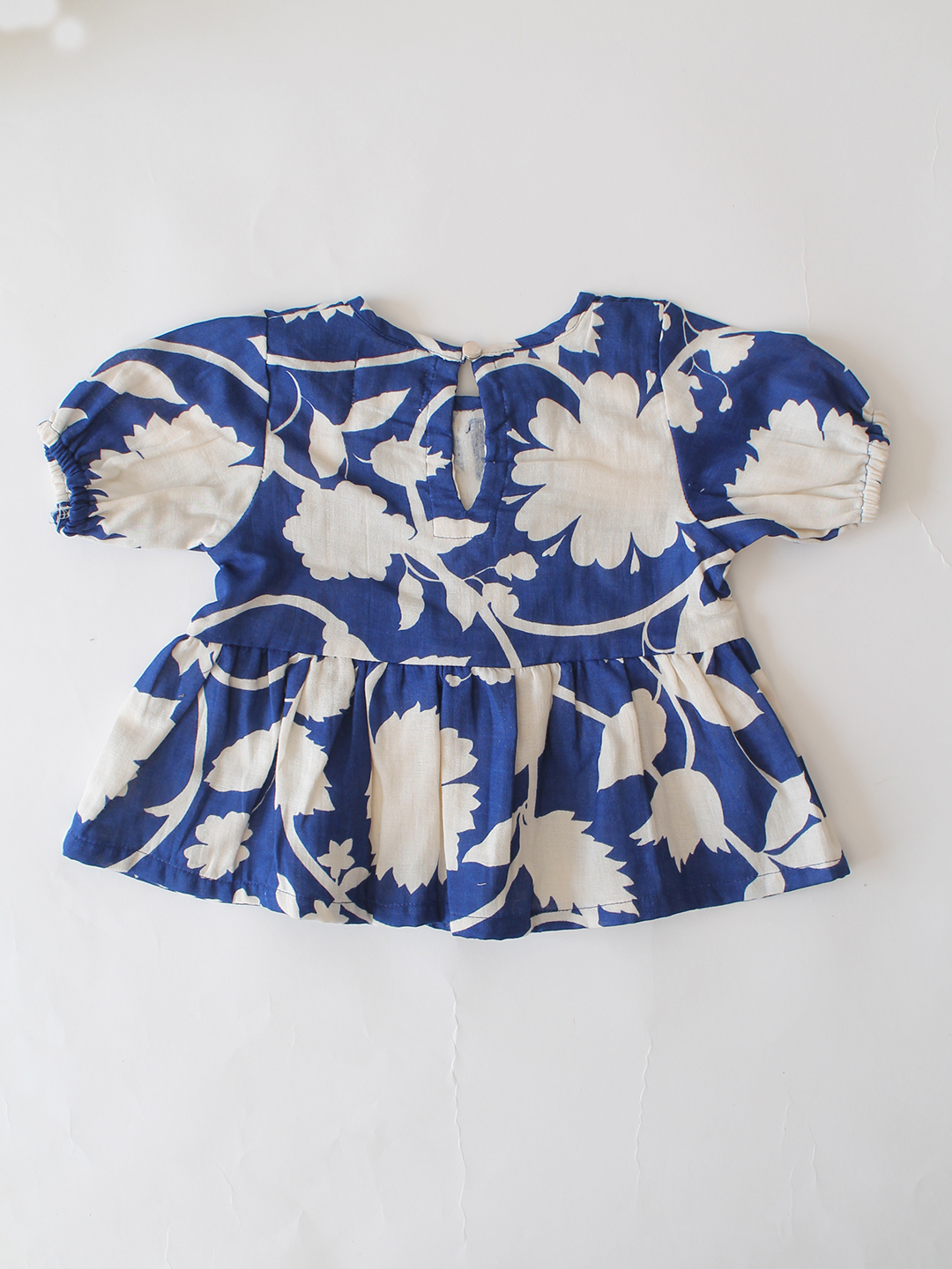 Qvink Half Sleeves Floral Printed Coordinating Top & Pant Set - Blue