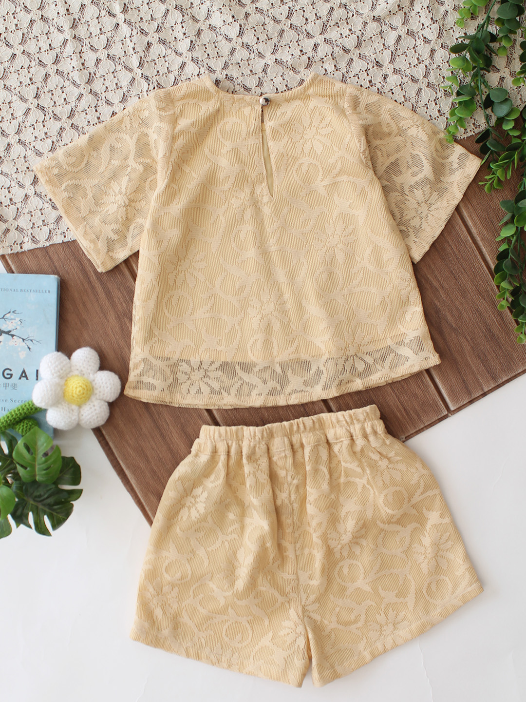 Qvink Half Sleeves Co-Ord Set - Cream