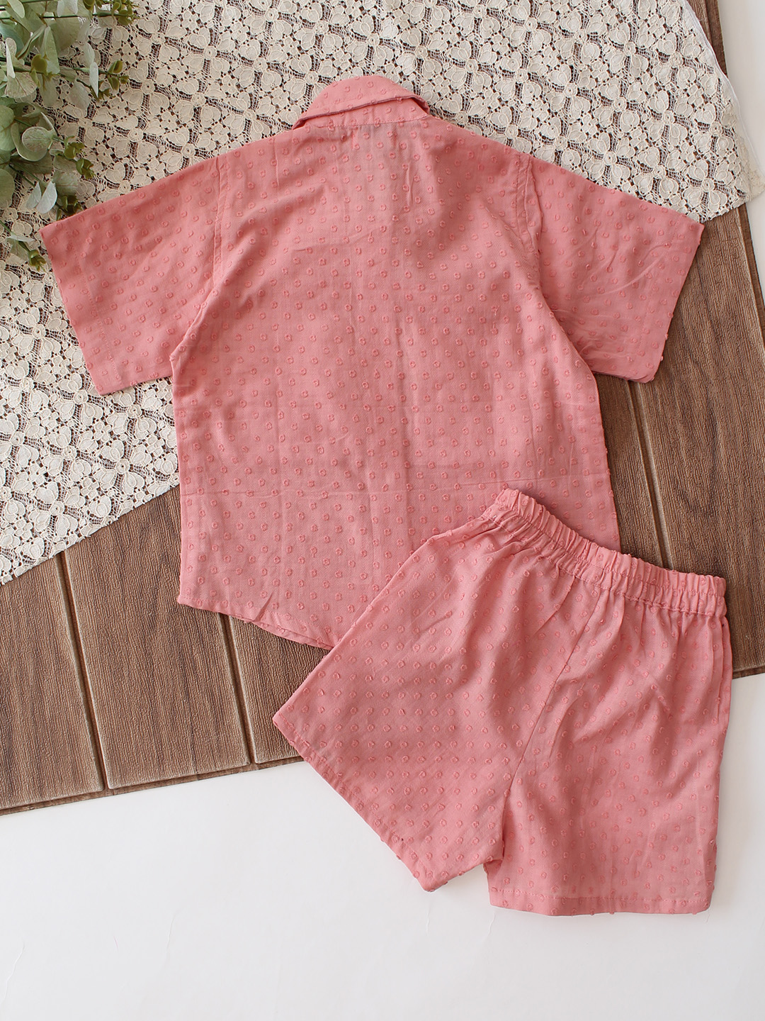 Qvink Half Sleeves Pocket Detalied Coordinating Shirt & Shorts Set - Pink