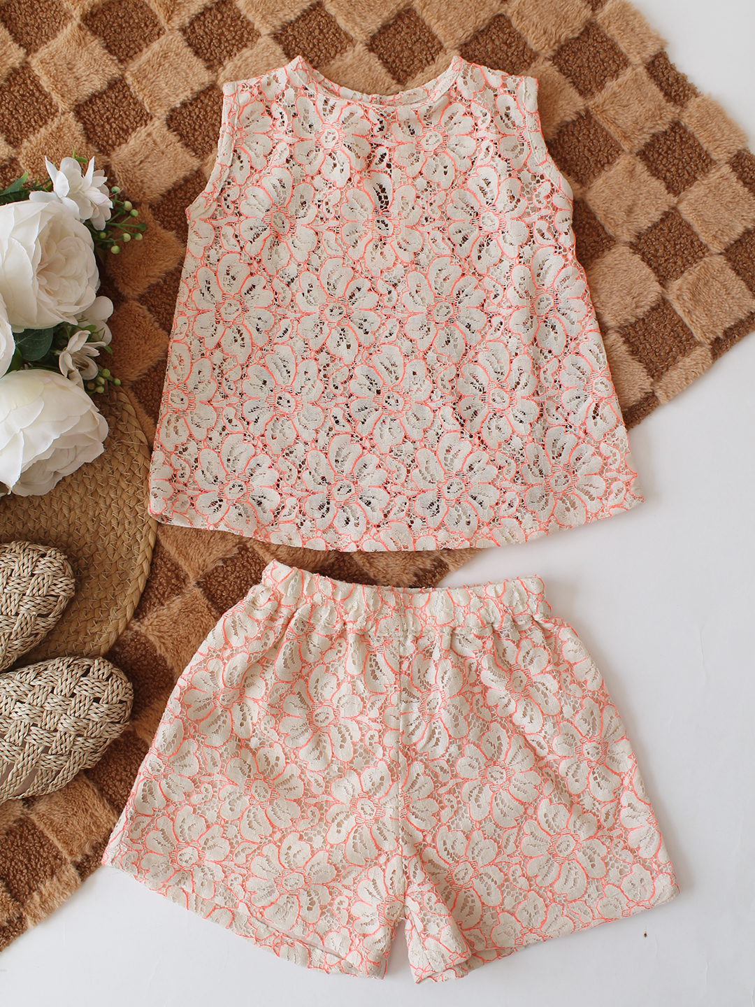 Qvink Sleeveless Coordinating Top & Shorts Set - Peach