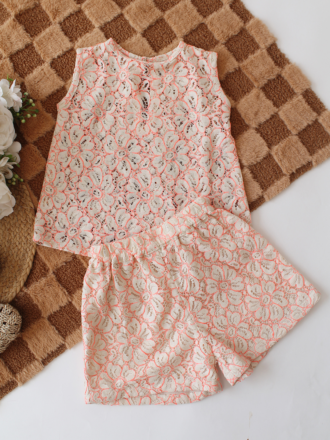 Qvink Sleeveless Coordinating Top & Shorts Set - Peach
