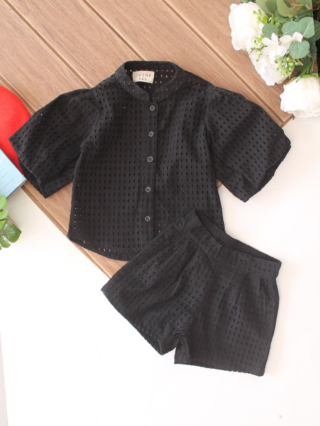Qvink Half Sleeves Coordinating Shirt & Shorts Set - Black