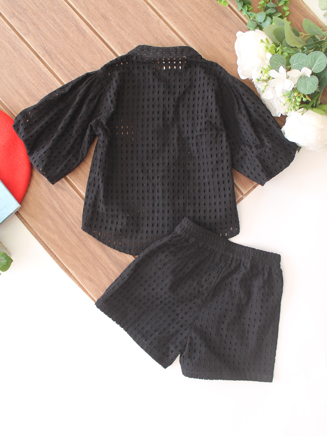 Qvink Half Sleeves Coordinating Shirt & Shorts Set - Black