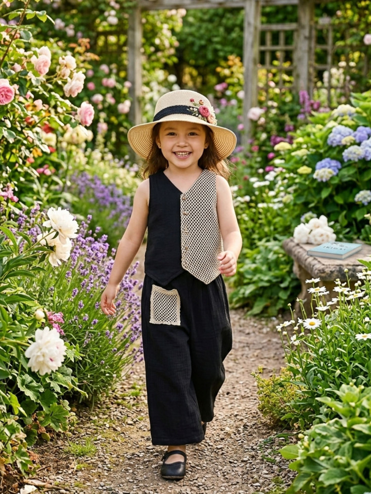 Image of Qvink Sleeveless Pocket Detailed Coordinating Top &amp; Pant Set - Black