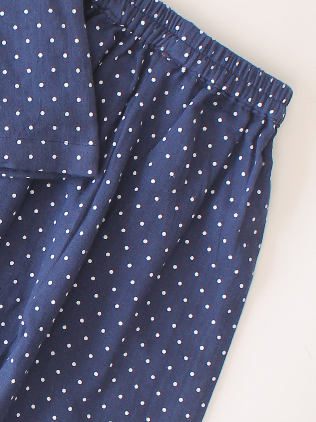 Qvink Cotton Polka Dots Coordinating Shirt with Pant Set  Navy
