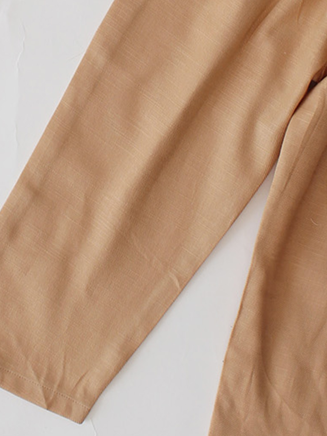 Qvink Cotton Coordinating Shirt with Pant Set - Beige