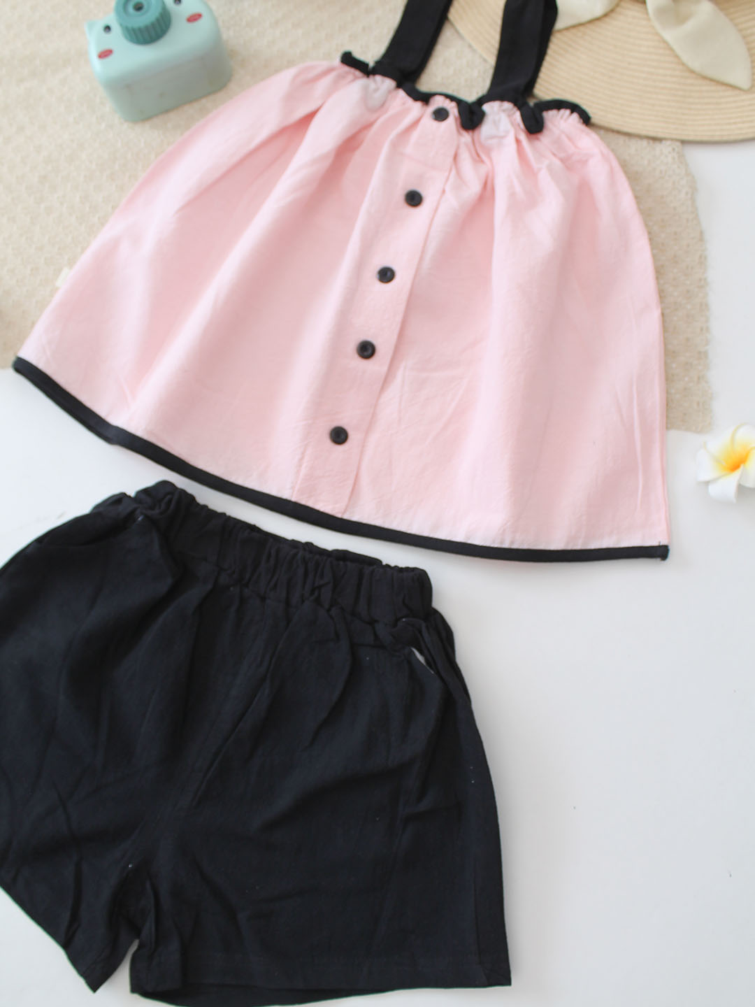 Qvink Cotton Coordinating Top  Shorts Set  Pink