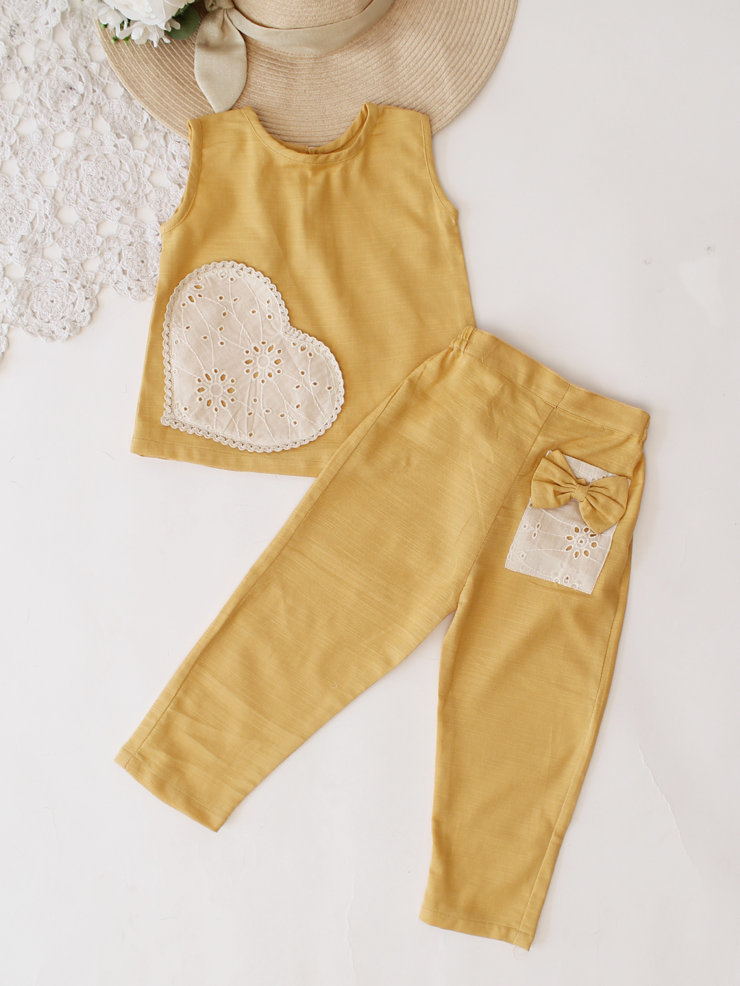 Qvink Heart Applique Detailed Coord Set - Yellow