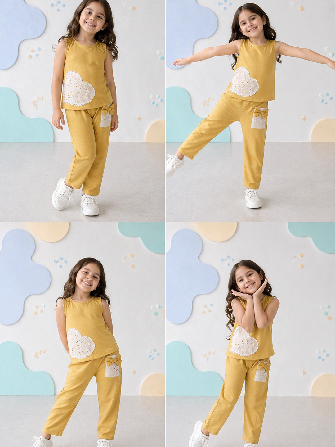 Qvink Heart Applique Detailed Coord Set - Yellow