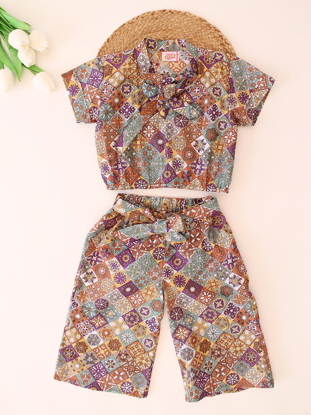 Cotton Printed Collar Detail Summer Co ord Set