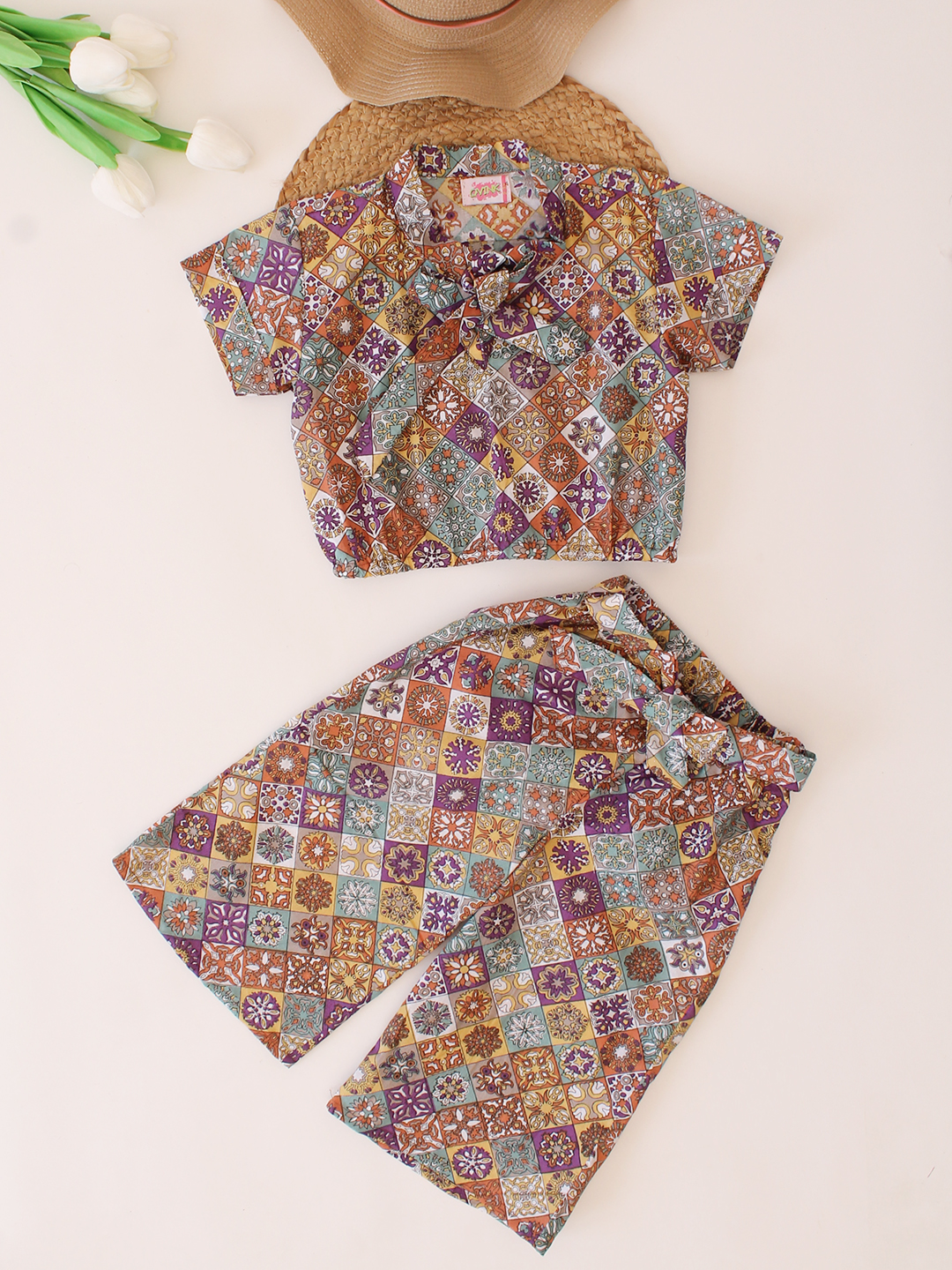 Cotton Printed Collar Detail Summer Co ord Set