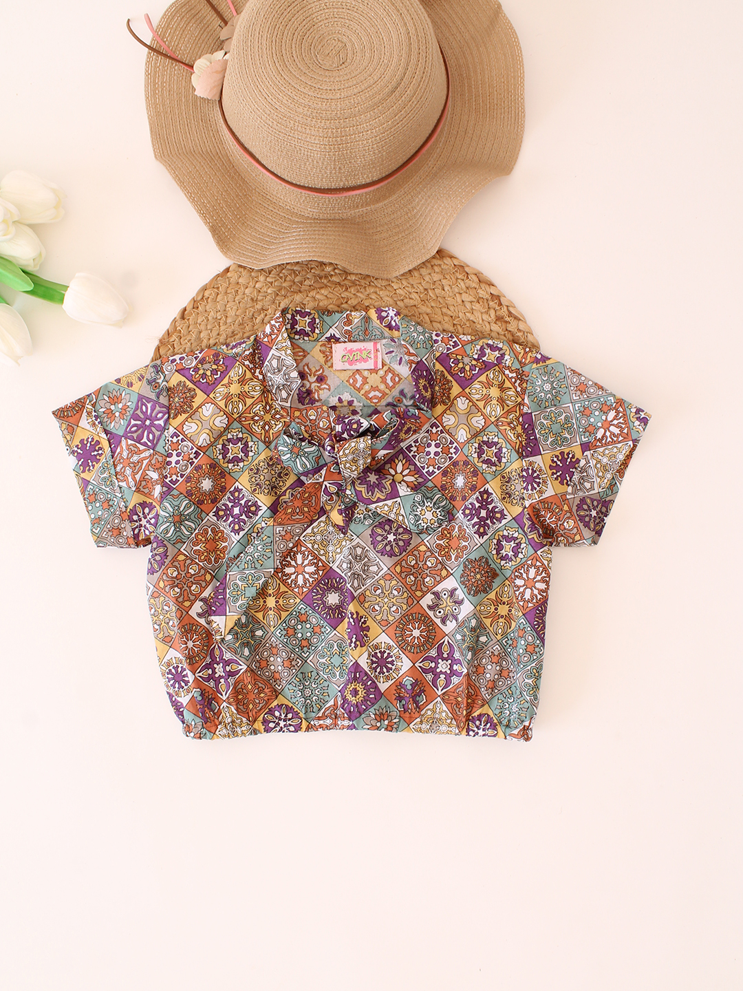 Cotton Printed Collar Detail Summer Co ord Set
