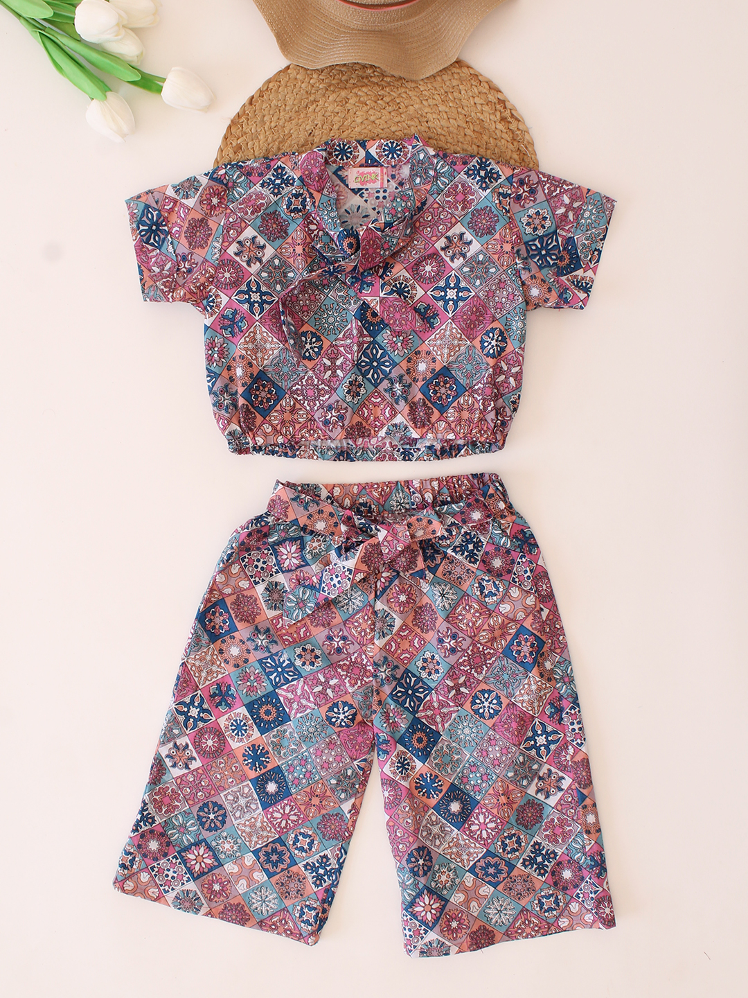 Cotton Printed Collar Detail Summer Co ord Set