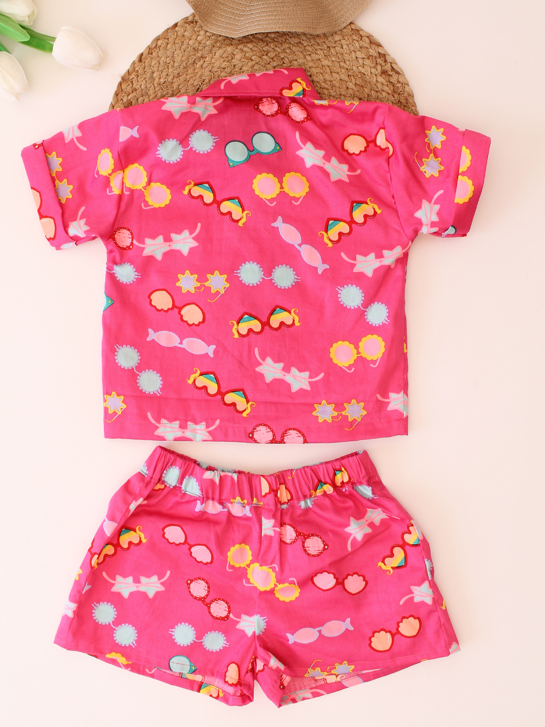 Cotton Printed Collar Detail Shirt with Shorts Co ord Set