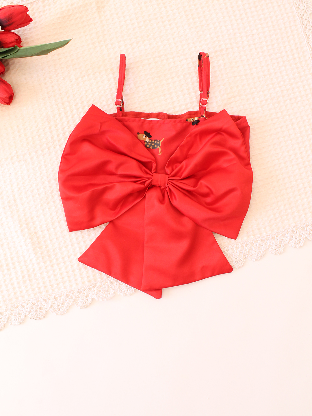 Girls Satin Big Bow Top with Flared Skirt Co ord Set