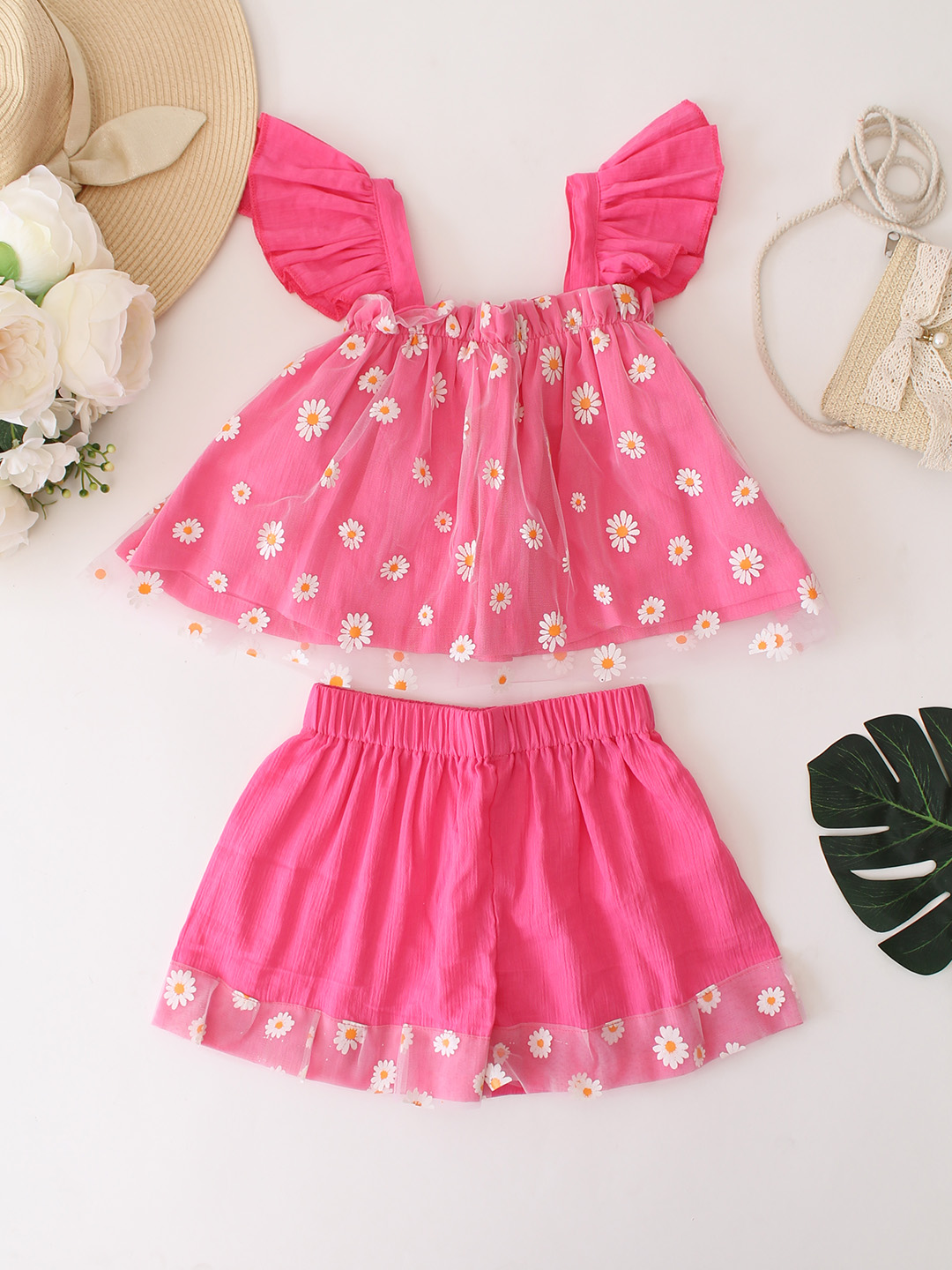 Cotton Printed Frill Sleeves Summer Co ord Set
