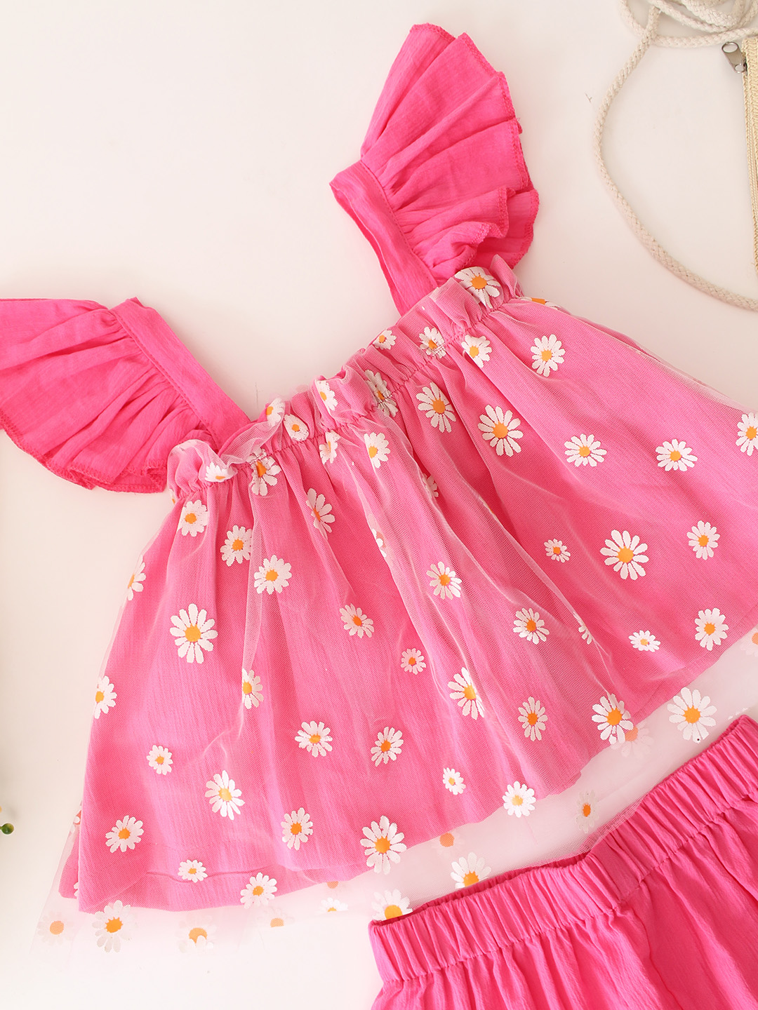 Cotton Printed Frill Sleeves Summer Co ord Set
