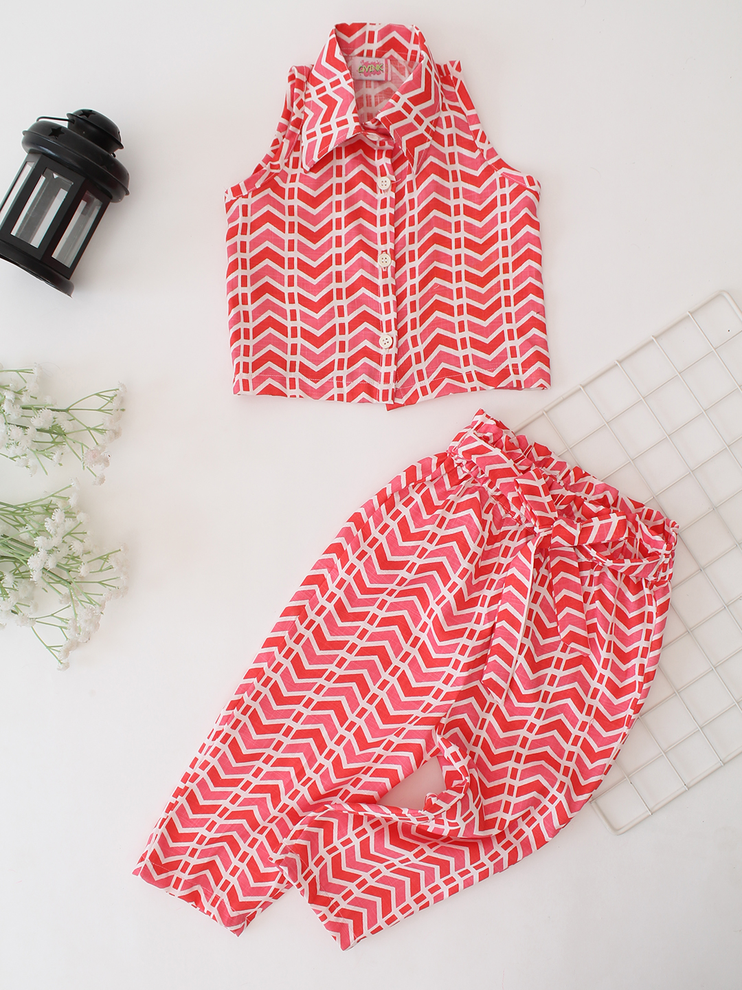 Cotton Zig-Zag Printed Shirt with Pant Co ord Set