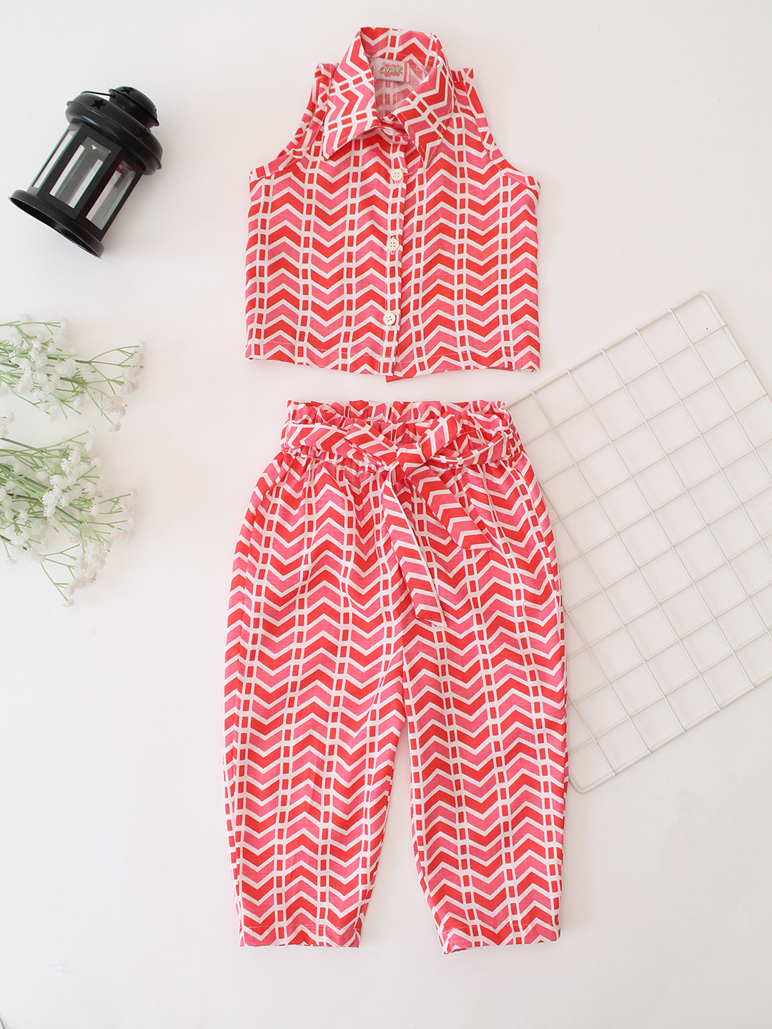 Cotton Zig-Zag Printed Shirt with Pant Co ord Set