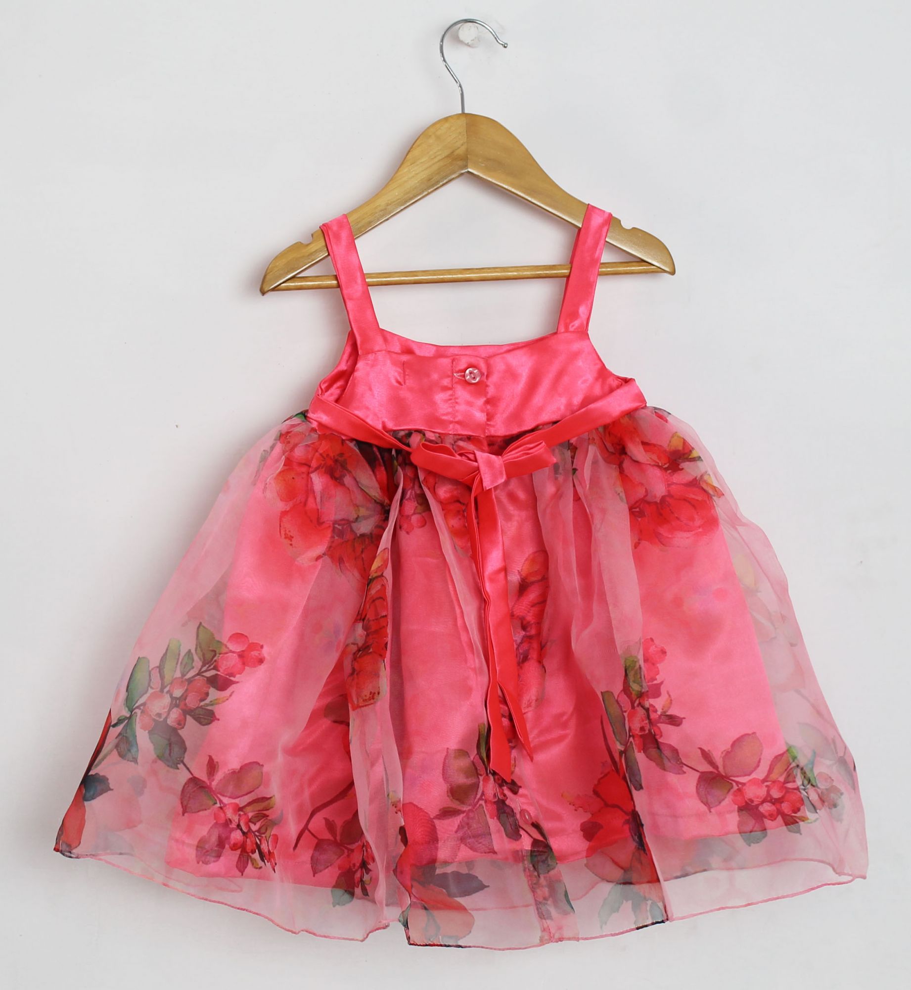 Qvink Floral Organza Party Dress-Pink