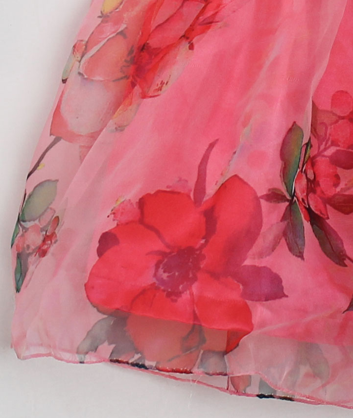 Qvink Floral Organza Party Dress-Pink