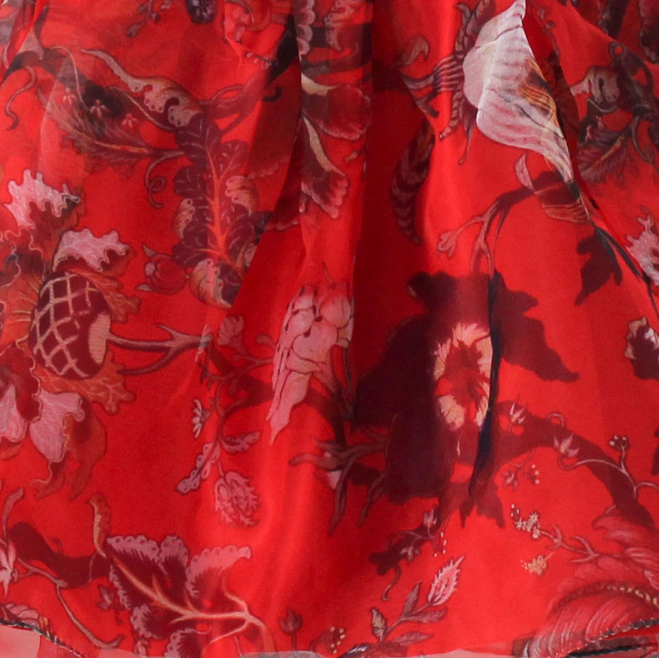 Qvink Floral Organza Party Dress-Red