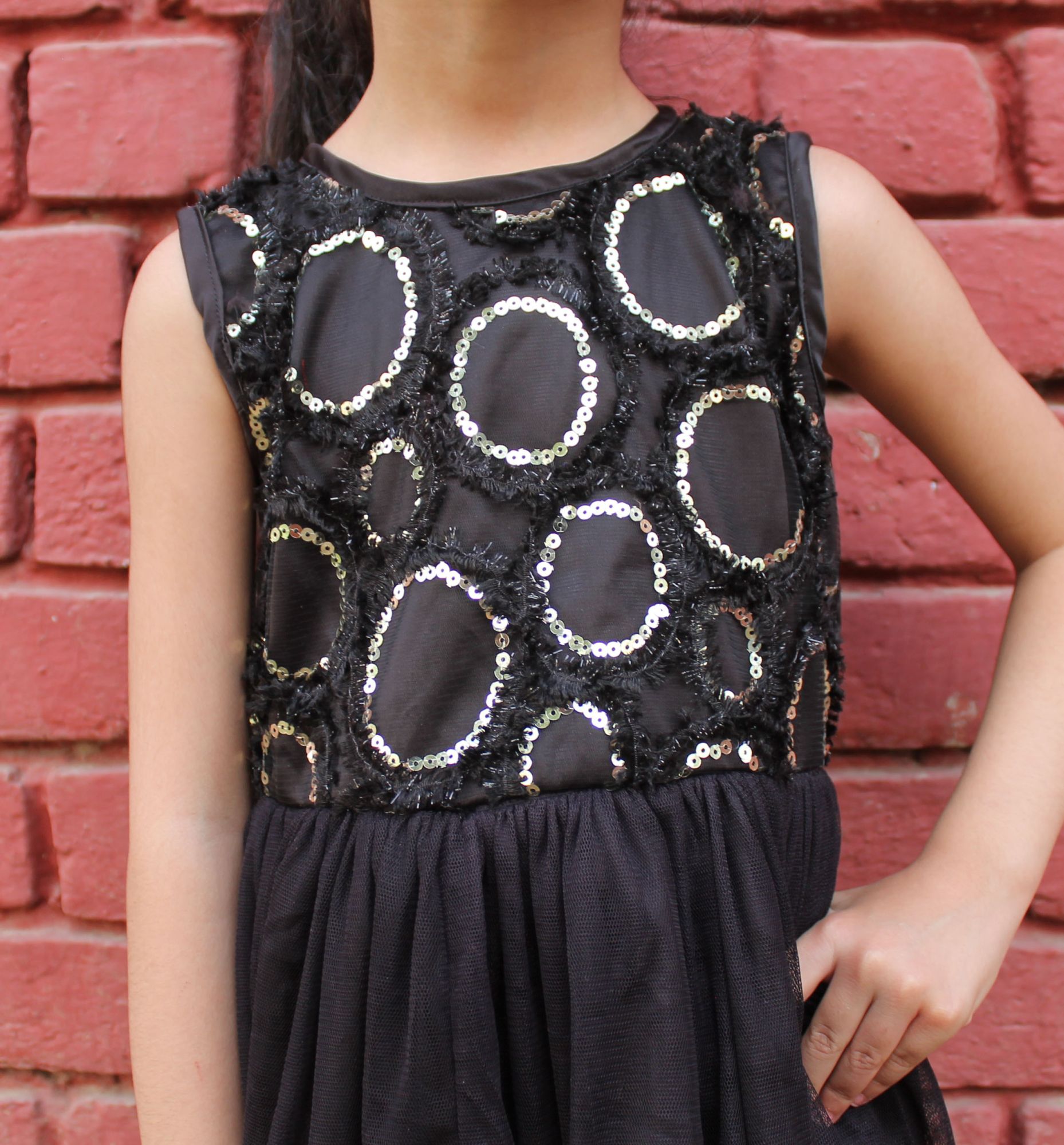 Qvink Fit and Flare Knee Length Party Frock-Black